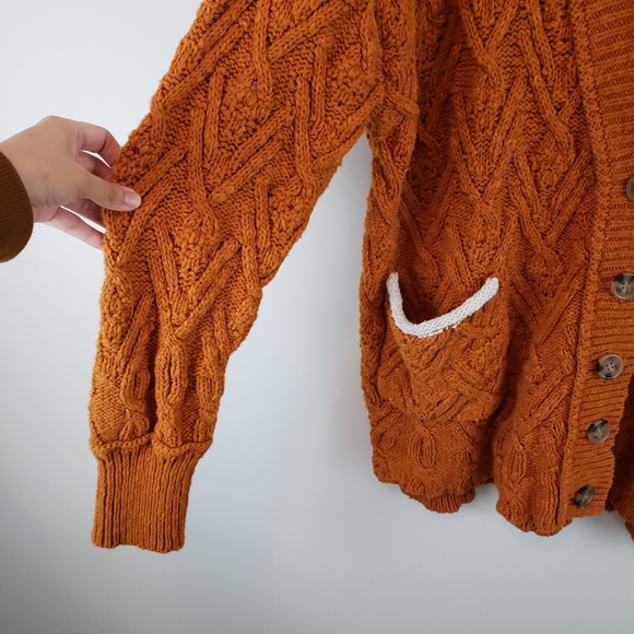 Free People Women's Montana Cable Knit Cardigan In Burnt Orange - Picture 5 of 9